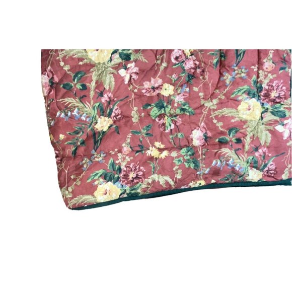 Vintage Queen Size Comforter Red Pink Rose Floral Bedding Thick Reversible Print - Picture 7 of 10